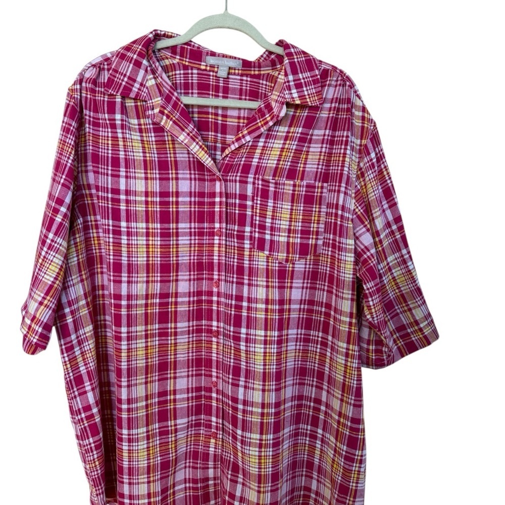 Woman Within Red - Blue Plaid Casual Shirt Set Of 2 Bundle